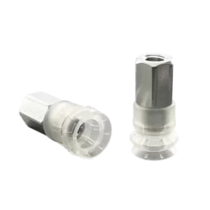 Bellows vacuum cup diam. 10 mm (1.5 bellows) TPU transparent, with fitting M5-female