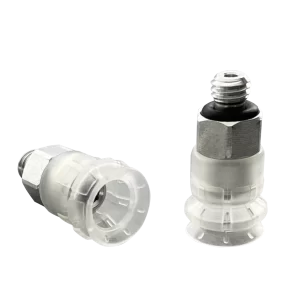 Bellows vacuum cup diam. 10 mm (1.5 bellows) TPU transparent, with fitting M5-male