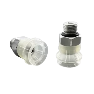 Bellows vacuum cup diam. 17 mm (1.5 bellows) TPU transparent, with Fitting G1-8-male