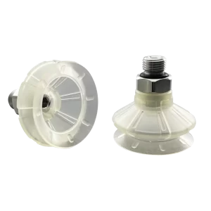 Bellows vacuum cup diam. 33 mm (1.5 bellows) TPU transparent, with Fitting G1-8-male