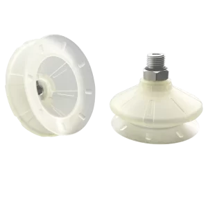 Bellows vacuum cup diam. 64 mm (1.5 bellows) TPU transparent, with Fitting G1-4-male