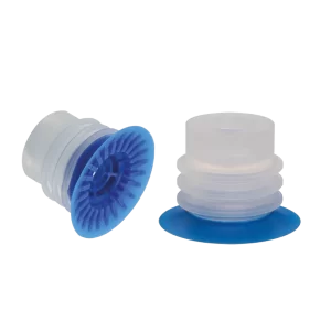 Bellows vacuum cup Ø 40 mm (3,5 bellows) Silicone transparent 70° / blue 40° Shore