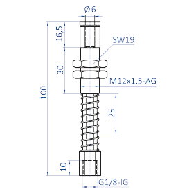 Spring leveler, torsionally rigid, stroke = 25 mm