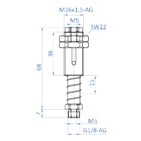 Spring leveler, torsionally rigid, stroke = 15 mm