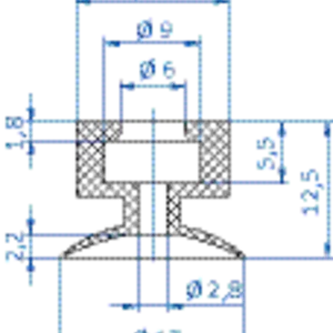 Flat-vacuum-cup-diam.-16.5-mm-silicone-red