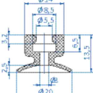 Flat-vacuum-cup-diam.-20-mm-Vulkollan-brown