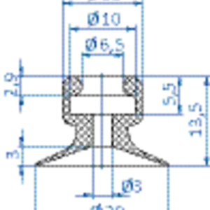 Flat-vacuum-cup-diam.-20-mm-Vulkollan-brown