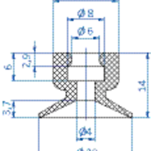 Flat-vacuum-cup-diam.-20-mm-NR-orange