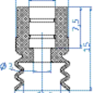 Bellows vacuum cup diam. 10 mm (2.5 bellows) silicone blue