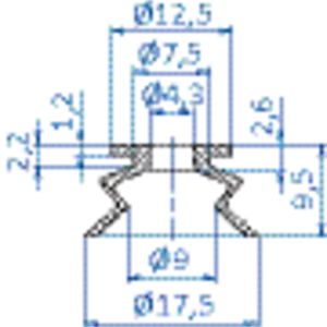 Bellows vacuum cup diam. 16 mm (1.5 bellows) PUR beige