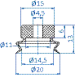 Bellows vacuum cup diam. 20 mm (1.5 bellows) silicone transparent