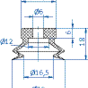 Bellows vacuum cup diam. 30 mm (1.5 bellows) silicone transparent