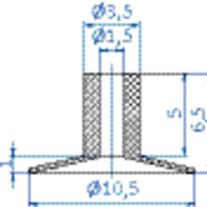 Flat-vacuum-cup-diam.-10.5-mm-vinyl-blue