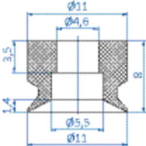 Flat-vacuum-cup-diam.-11-mm-NBR-black