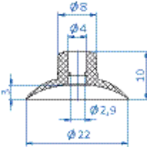 Flat-vacuum-cup-diam.-22-mm-PUR-blue