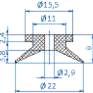 Flat-vacuum-cup-diam.-22-mm-vinyl-blue