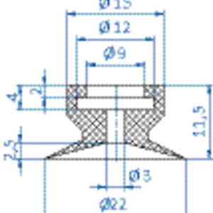 Flat-vacuum-cup-diam.-22-mm-silicone-red