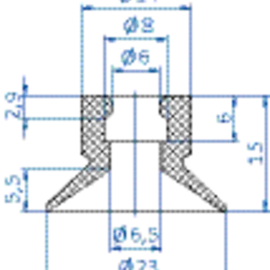 Flat-vacuum-cup-diam.-23-mm-vinyl-blue
