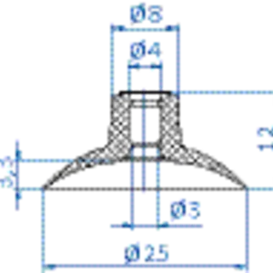 Flat-vacuum-cup-diam.-25-mm-PUR-red