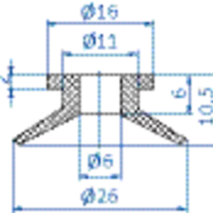 Flat-vacuum-cup-diam.-26-mm-vinyl-blue