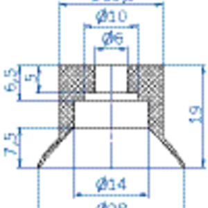 Flat-vacuum-cup-diam.-28-mm-vinyl-blue