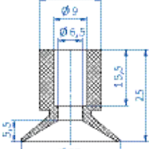 Flat-vacuum-cup-diam.-28-mm-vinyl-blue