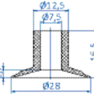 Flat-vacuum-cup-diam.-28-mm-vinyl-blue