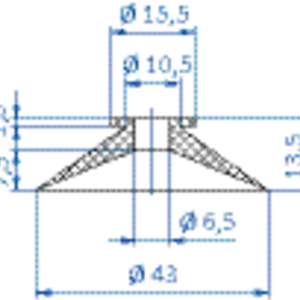 Flat-vacuum-cup-diam.-43-mm-vinyl-blue