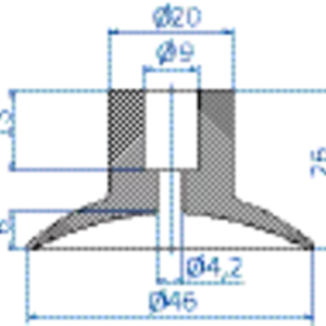 Flat-vacuum-cup-diam.-46-mm-NBR-black