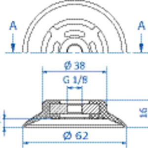 Flat-vacuum-cup-diam.-62-mm-NBR-black,-55°Shore