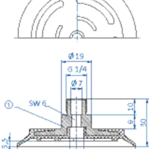 Flat-vacuum-cup-diam.-75-mm-Vulkollan-brown