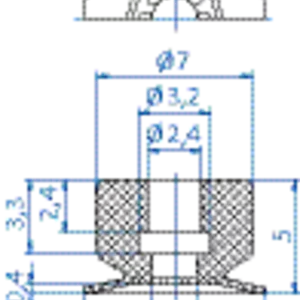 Flat-vacuum-cup-diam.-8-mm-fluorosilicone-red