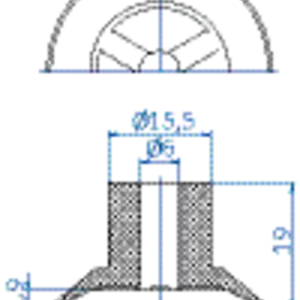 Flat-vacuum-cup-diam.-34-mm-vinyl-blue