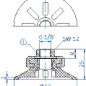 Flat-vacuum-cup-diam.-53-mm-Tepuflex-orange