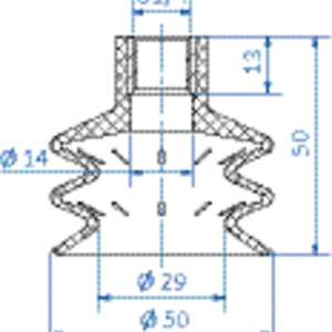 Bellows vacuum cup diam. 50 mm (2.5 bellows) NR black