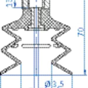 Bellows vacuum cup diam. 60 mm (2.5 bellows) NR black