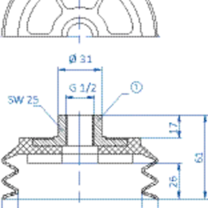 Bellows vacuum cup diam. 115 mm (2.5 bellows) vinyl