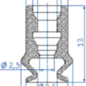 Bellows vacuum cup diam. 7 mm (1.5 bellows) NBR black