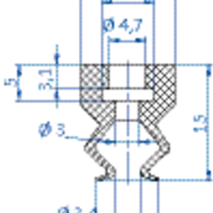 Bellows vacuum cup diam. 8 mm (1.5 bellows) silicone red