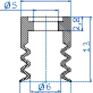 Bellows vacuum cup diam. 10 mm (2.5 bellows) NBR black