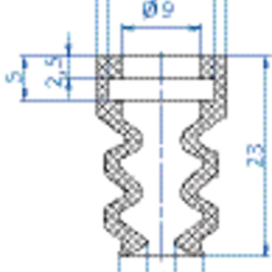 Bellows vacuum cup diam. 10 mm (2.5 bellows) vinyl blue