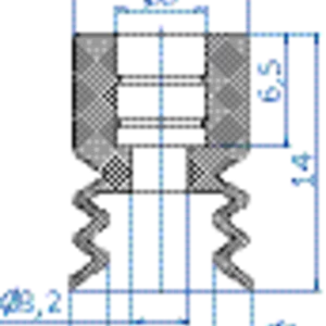 Bellows vacuum cup diam. 10 mm (2.5 bellows) PUR beige