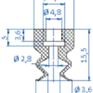 Bellows vacuum cup diam. 11 mm (1.5 bellows) silicone red