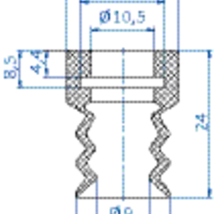 Bellows vacuum cup diam. 16 mm (2.5 bellows) vinyl blue