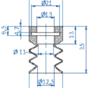 Bellows vacuum cup diam. 25 mm (2.5 bellows) silicone transparent