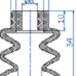 Bellows vacuum cup diam. 30 mm (2.5 bellows) PUR blue