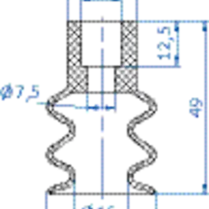 Bellows vacuum cup diam. 30 mm (2.5 bellows) NR beige