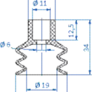 Bellows vacuum cup diam. 32 mm (2.5 bellows) NR black