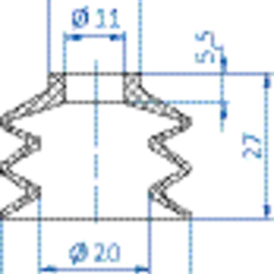 Bellows vacuum cup diam. 35 mm (2.5 bellows) vinyl blue