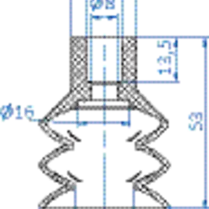 Bellows vacuum cup diam. 40 mm (2.5 bellows) NBR black